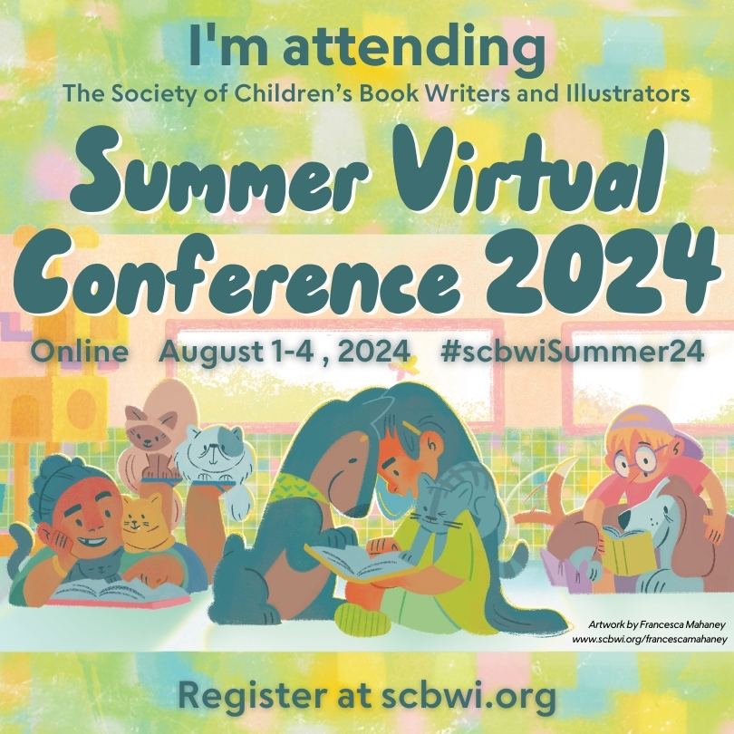 I'm excited to attend the SCBWI Summer Virtual Conference today and participate in the portfolio showcase! #SCBWI #WritingCommunity #kidlit