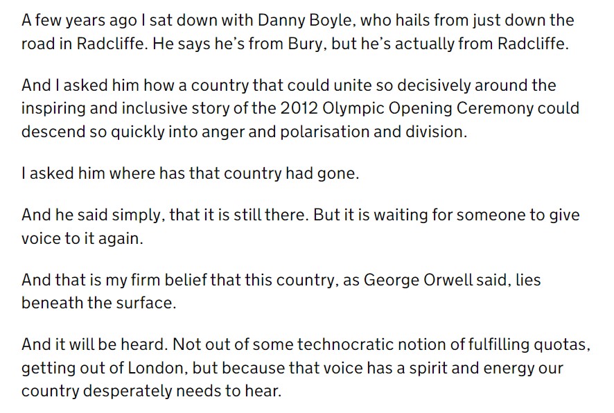 <a href="/lisanandy/">Lisa Nandy MP</a> <a href="/GraemeBandeira/">Graeme Bandeira</a> I was struck by how similar the main message - standing up for marginalised communities outside London - was to her spell as shadow levelling up secretary

Here's a sample:

2/3