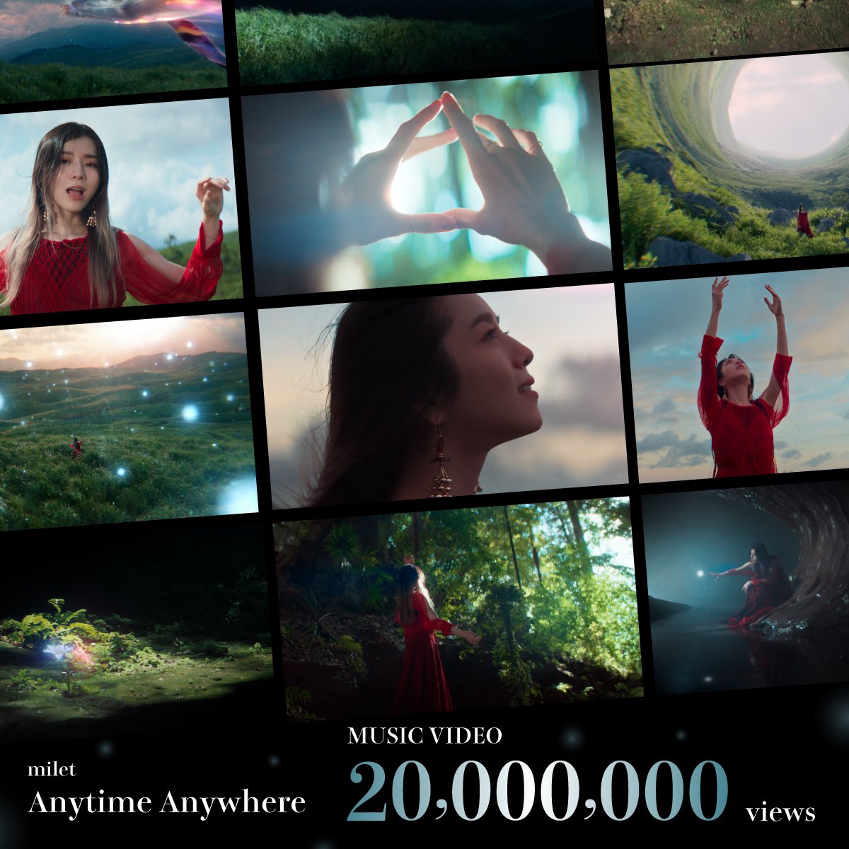 milet_music's tweet photo. 「Anytime Anywhere」Music Video
2,000万回再生突破🎉

沢山ご覧いただきありがとうございます！
引き続きお楽しみください🎬

▼ 「Anytime Anywhere」Music Video
https://t.co/hNowi6U8BR

by staff https://t.co/v6bqFhhDRx