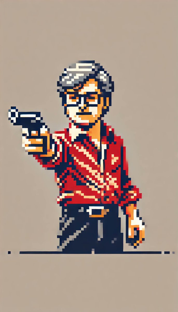 GregRalphQ's tweet image. #PixelArt featuring a determined shooter. Aim, fire, and pixelate! 🎯 #Art #RetroHumor #Comic #PixelShooter
