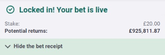 🚨 46289/1 LONGSHOT ACCA IS READY!

• £20 returns £925,811
• Fully researched
• Won 609/1 and 311/1 accas in the last 2 weeks

SMASH LIKE ♥️ if you want a look.