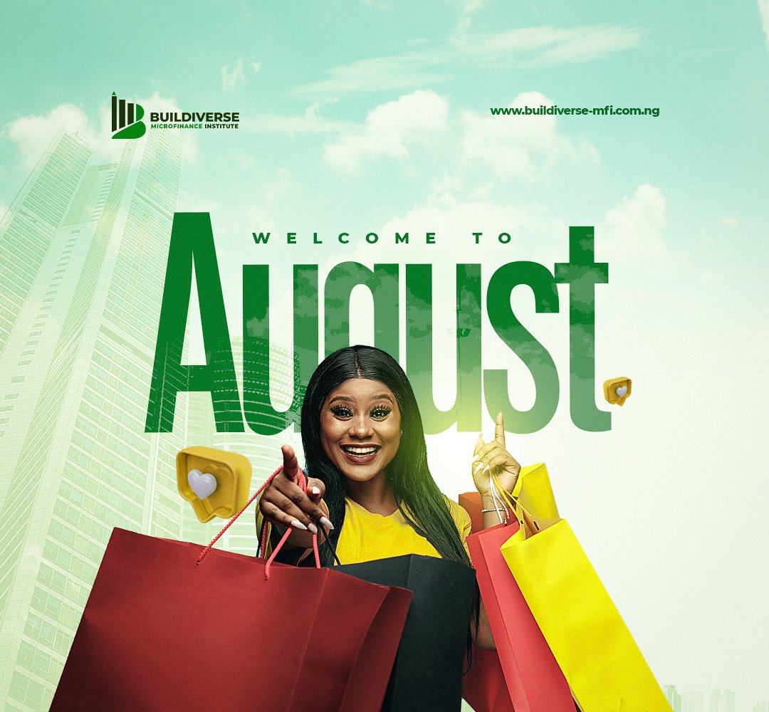 BuildiverseMFI's tweet photo. Welcome to August... Grow, invest and win...
From Buildiverse MFi Team 🎉🎉🎉🤗 
#newmonth #August #loan #realestate #abujabusiness https://t.co/aOTnef6CC1