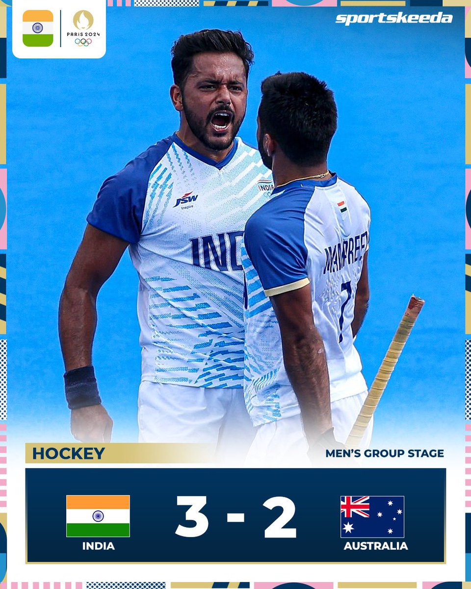𝐇𝐈𝐒𝐓𝐎𝐑𝐘 𝐂𝐑𝐄𝐀𝐓𝐄𝐃 𝐀𝐓 𝐓𝐇𝐄 𝐏𝐀𝐑𝐈𝐒 𝐎𝐋𝐘𝐌𝐏𝐈𝐂𝐒. 🇮🇳

The Indian Hockey team beat Australia for the first time in 52 years at the Olympics 🔥🫡

#Hockey #INDvsAUS #Paris2024 
#OlympicGames #ParisOlympics2024 #TeamIndia