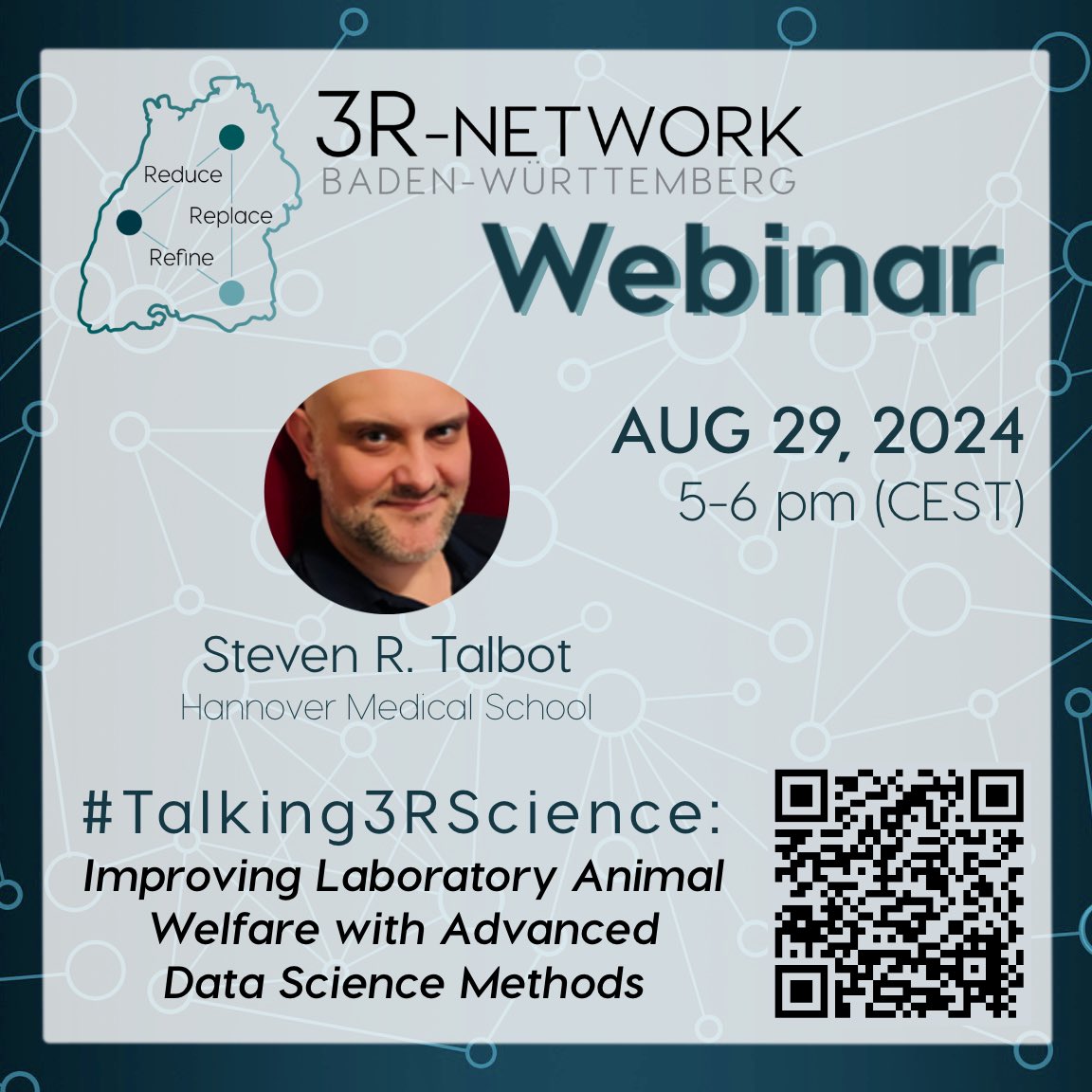 3RCenter's tweet image. Curious how #DataScience can enhance #AnimalWelfare assessments? 🤔 Join our #Talking3RScience Webinar on Aug 29 (5-6pm CEST) with Steven R. Talbot from @MHH_life! Discover how to #refine #WelfareAssessment using multidimensional data! ➡️Register for free: bit.ly/Talking3RScien…