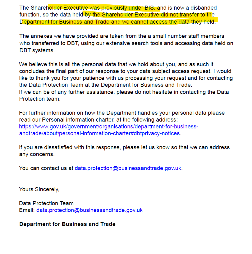 efgbricklayer's tweet photo. Interesting response from DBT
Seems they've lost shredded or can't find #ShEx info anymore
@stugoo17 did this happen to the PO info too?
#PostOfficeScandal https://t.co/Zvmx0t77M2