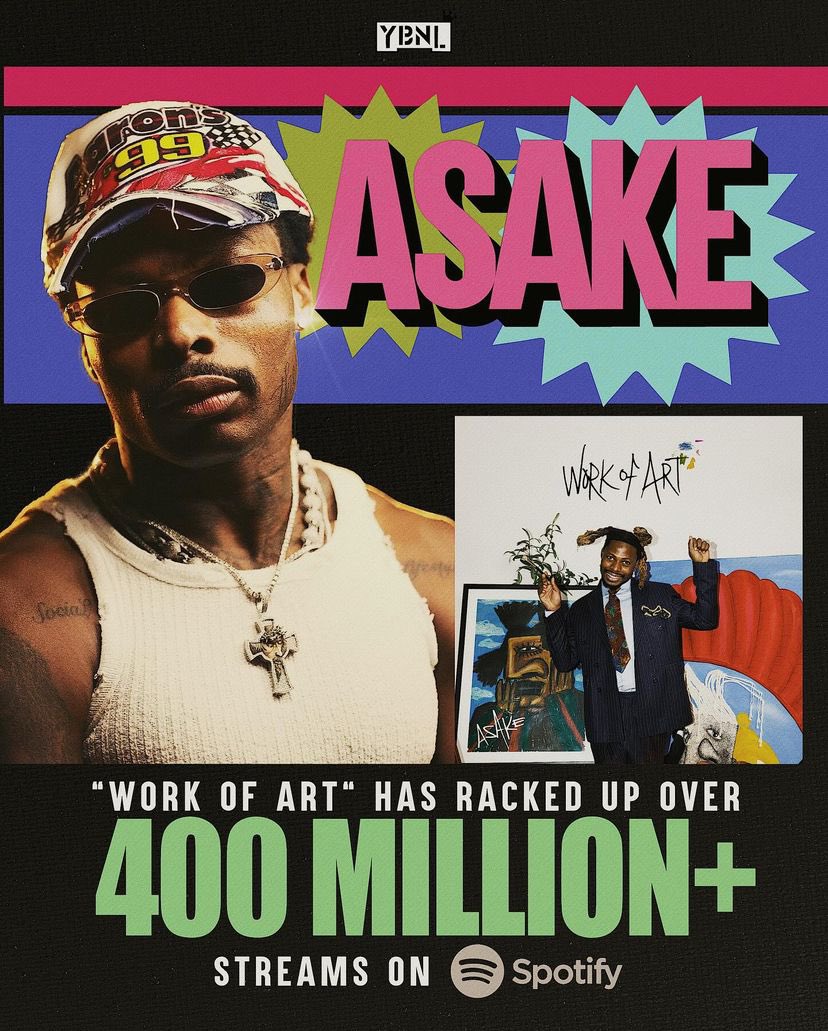 .<a href="/asakemusik/">ASAKE</a>’s Work of Art has surpassed 400M+ streams on Spotify!  His second project to achieve this feat. Asake’s music is a work of art , indeed ! #Asake #LunguBoy otw 🚀🔥

music.empi.re/workofart