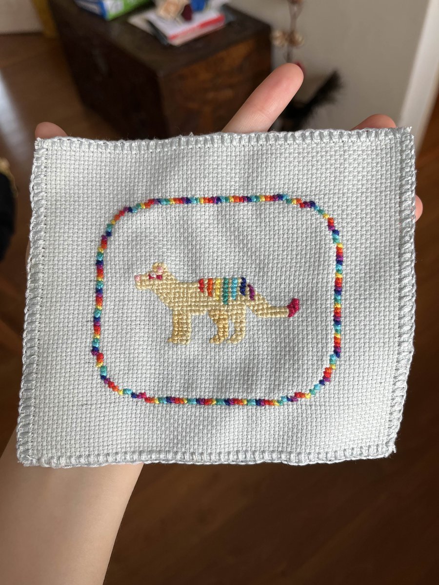 TheCydork's tweet photo. Officially finished my last Artfight attack, so I can now post them all in bulk yippee! Up first is a crosstitch I did for @thylacereal ! Intended as a 3-year late revenge for a lovely plush they did of my late snail, Bread. https://t.co/ClYfJqOX7e