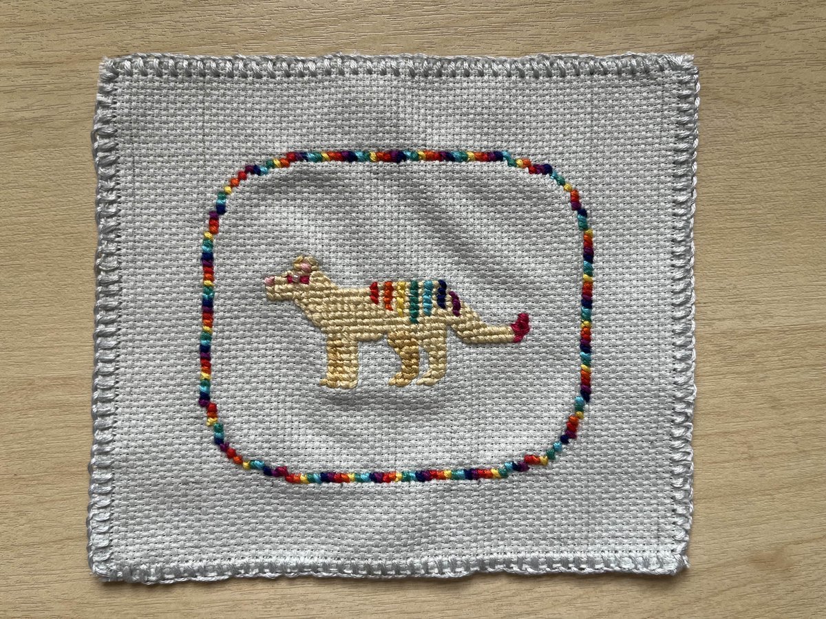 TheCydork's tweet photo. Officially finished my last Artfight attack, so I can now post them all in bulk yippee! Up first is a crosstitch I did for @thylacereal ! Intended as a 3-year late revenge for a lovely plush they did of my late snail, Bread. https://t.co/ClYfJqOX7e