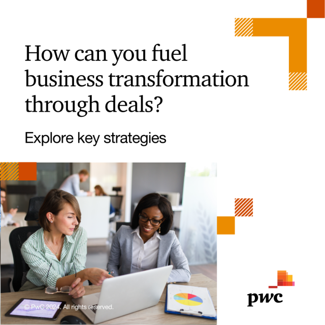How can business leaders unlock funding for faster business transformation through strategic deals? Learn three key approaches that can help CEOs create value while navigating the evolving geopolitical landscape. pwc.to/3AaoQbl