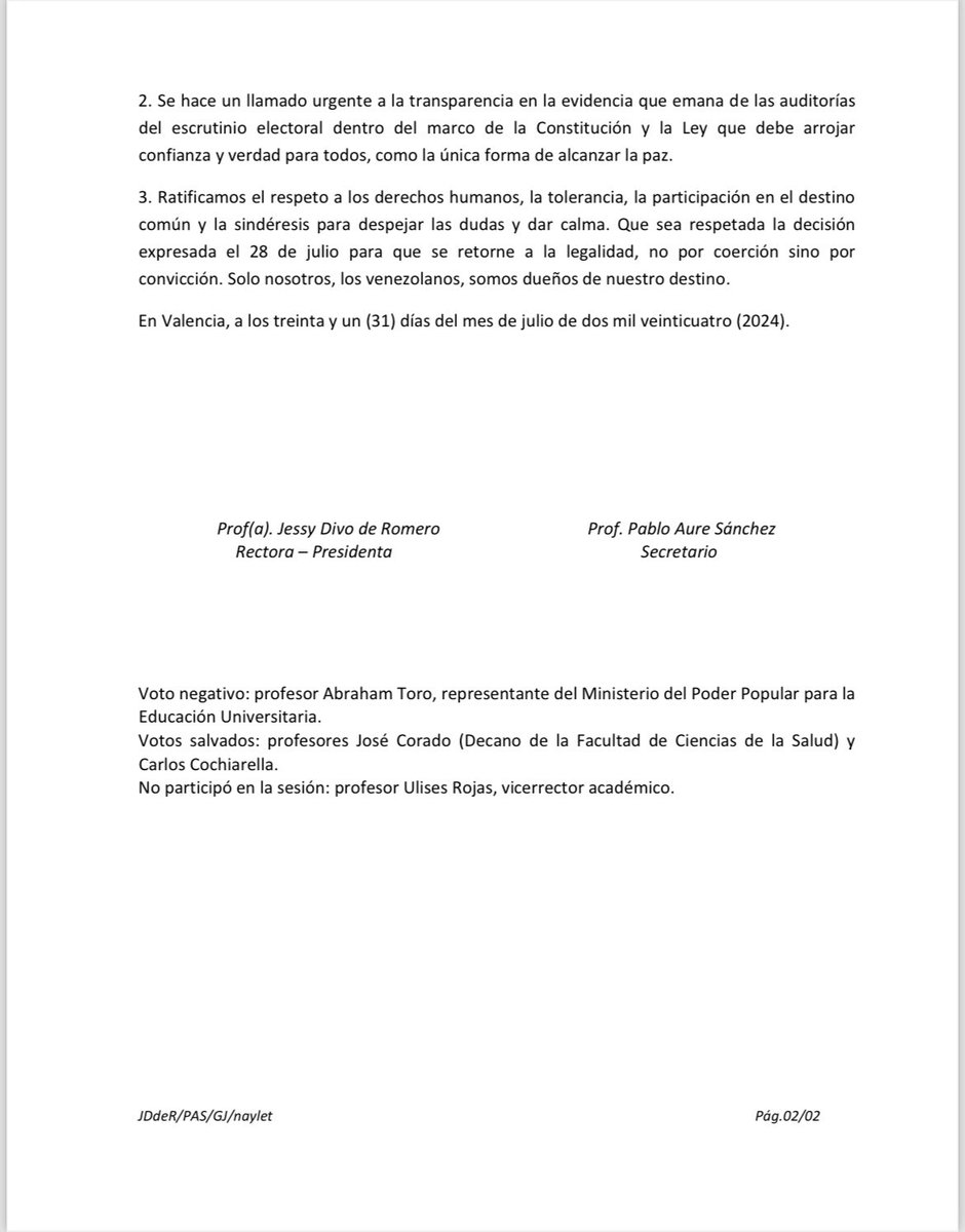#COMUNICADO emanado del Consejo Universitario de la <a href="/UCarabobo/">Universidad de Carabobo</a> de fecha 31 de julio de 2024.