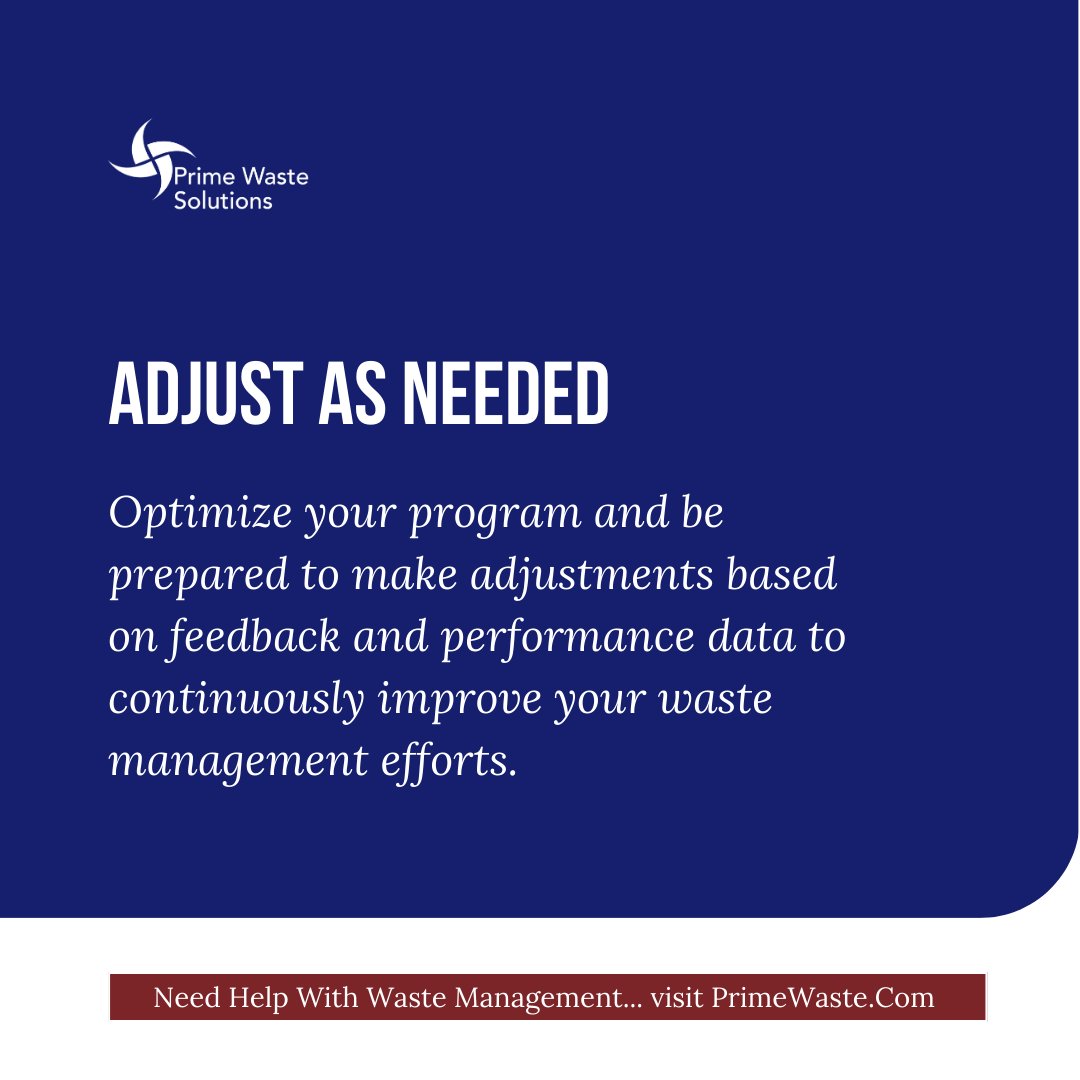 PrimeWasteSol's tweet image. Be ready to make adjustments based on feedback and performance data to optimize your waste management efforts.

Ready to refine your program? Start tracking and adjusting today.

Visit sbee.link/hafe94k68q

#recyclingprograms #wastemanagement