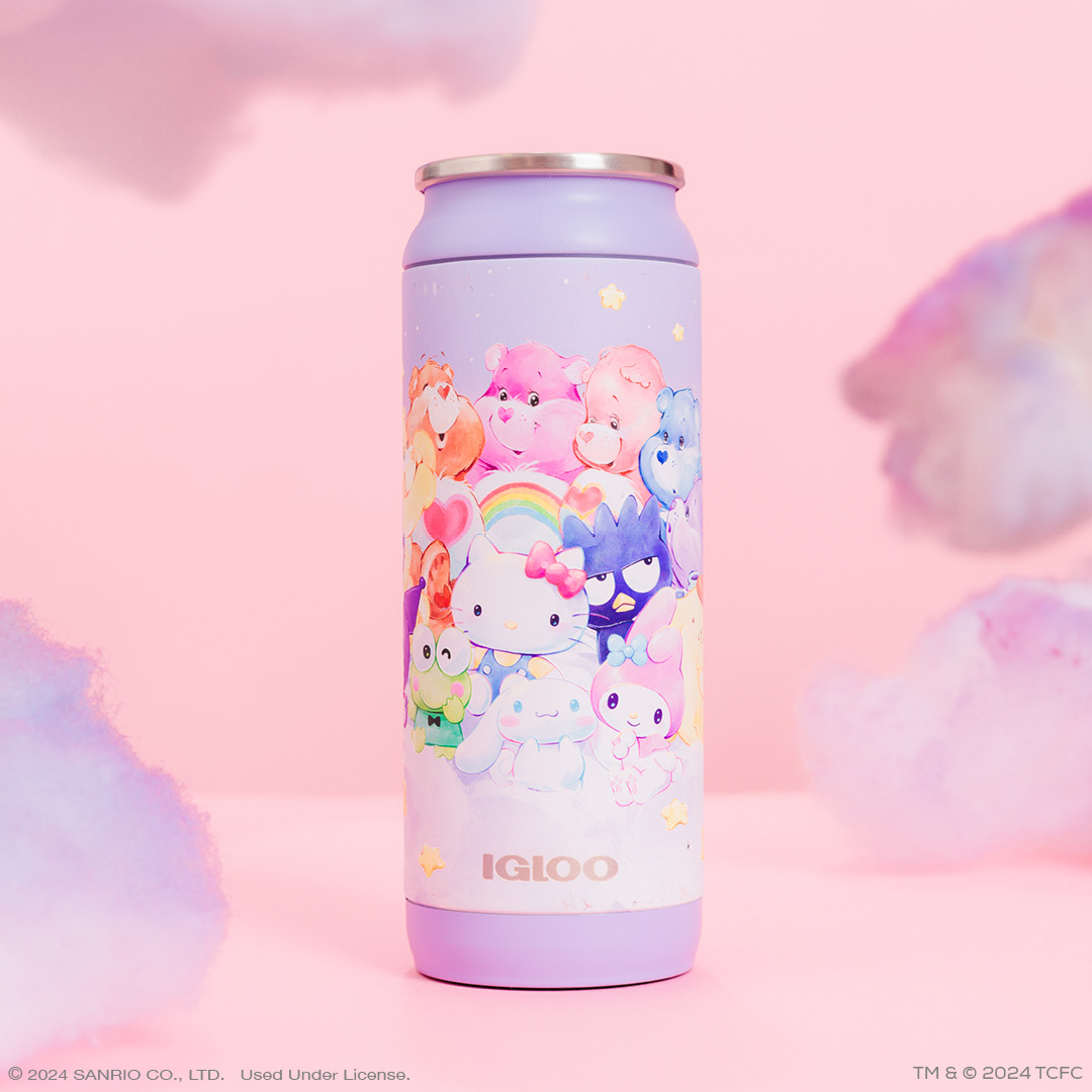 sanrio's tweet photo. The dreamiest collab  💖☁️ Celebrate the joy of friendship with the new limited-edition Hello Kitty and Friends x @carebears collection from @igloocoolers ✨ Shop now: https://t.co/HDargWJ4yp https://t.co/UaTbTlc9iS