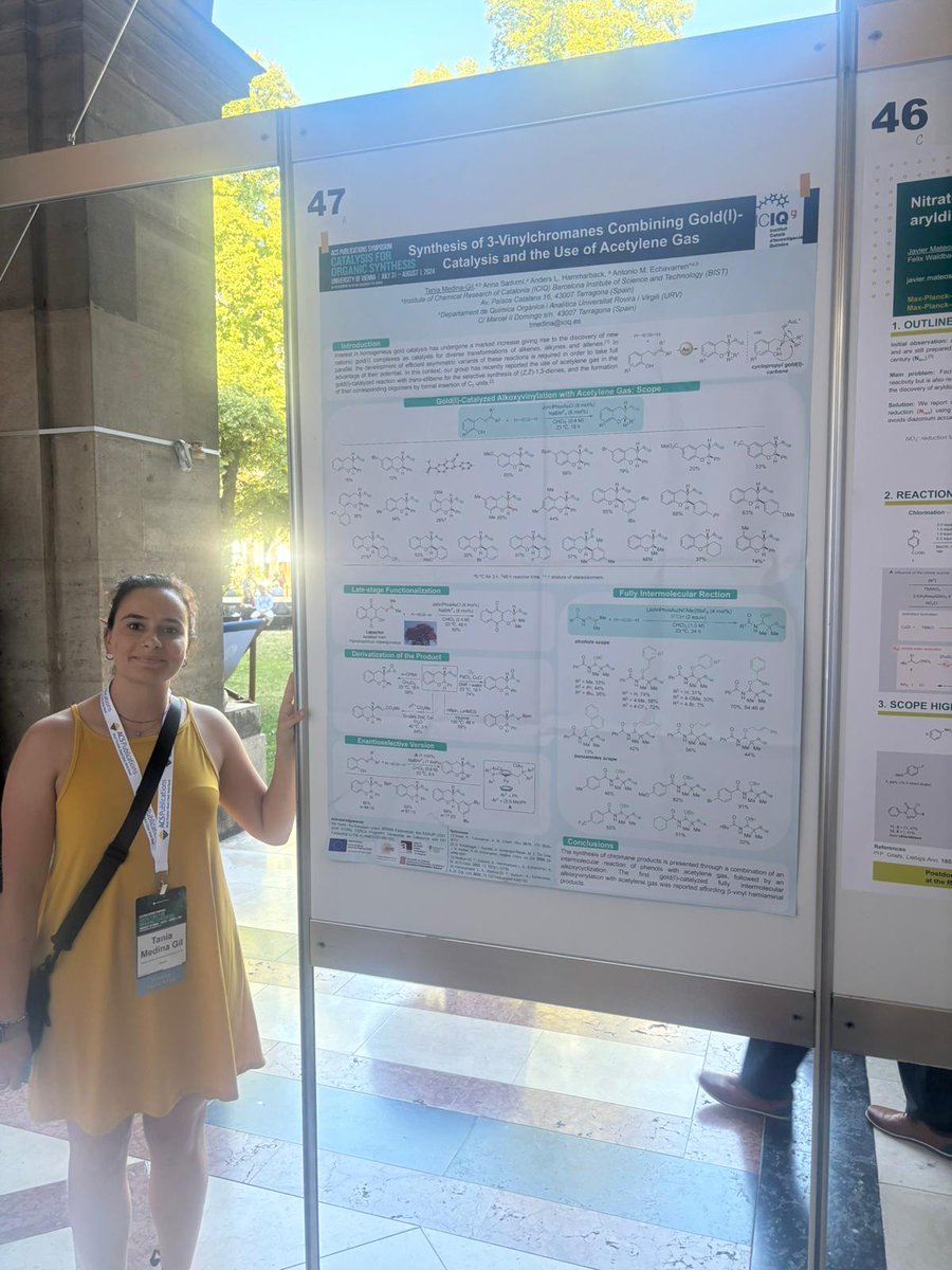Echavarren_Lab's tweet photo. 📢 @tania_medina97 and @Alex_Marti_Z from @Echavarren_Lab have just presented their #research projects at  
#ACSViennaSymposium. ⚗️👩🏽‍🔬🗣️🧪👏 Well done guys! #Chemistry #PhDlife @ICIQchem
@iCERCA @ACSPublications @_BIST https://t.co/NNnIO51GLa