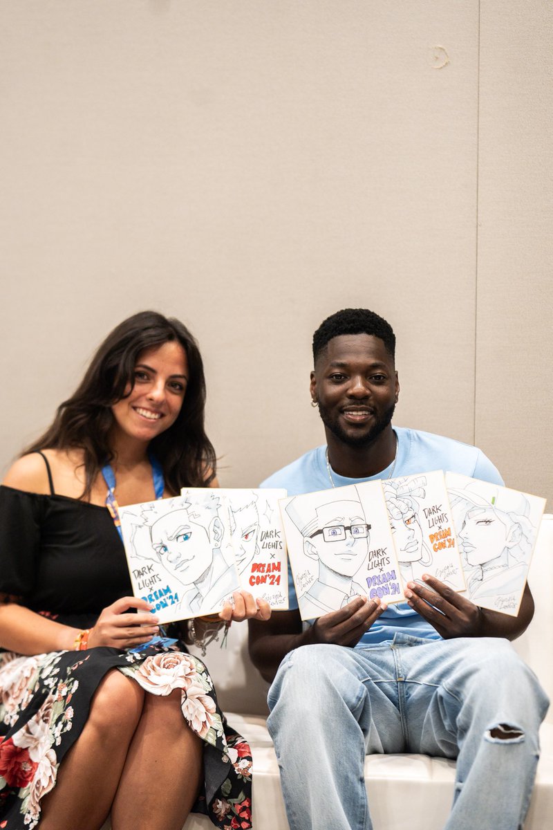 I thought it was crazy my artist for Dark Lights flew all the way out from Italy and gifted these original drawings of the characters 😭 Giorgia your the best fr! Dark Lights on your fav streaming service soon 🥲