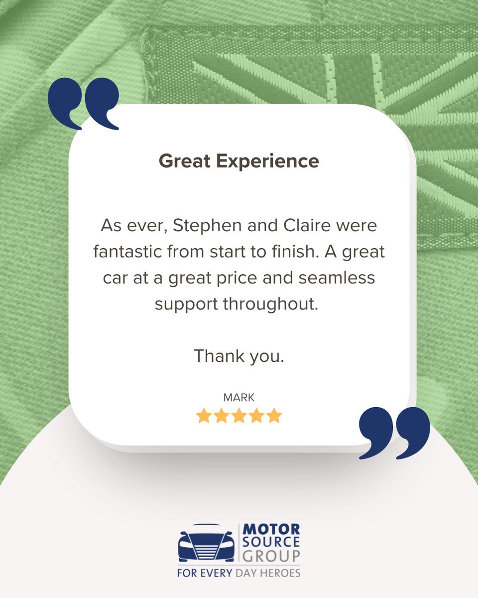 Appreciation post for Stephen and Claire ❤️

Saving you money and saying thank you for the work that you do is important to us, but it's our team that make sure you have a great experience and that buying your new car is easy that means the most.

motorsourcegroup.com