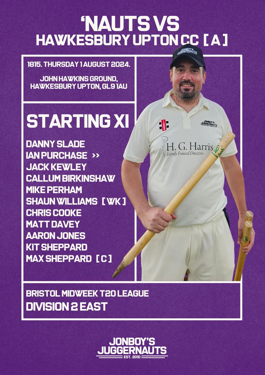 JonBoy's Juggernauts (@jbjuggernautscc) on Twitter photo 🆚<a href="/hawkescc1984/">Hawkesbury Cricket Club</a>
🏆<a href="/T20Bristol/">Bristol Midweek T20 League</a>
⏰ 6:15pm Start
📍John Hawkins Ground, GL9 1AU
⭐️ <a href="/Purch1870/">Ian Purchase</a>
Last league game to decide who wins Div 2 East. Great to see <a href="/JackKewley/">Jack Kewley</a> back after becoming Saul Goodman. Sadly no <a href="/AlexGCue/">Alex Cue</a> due to him taking part in a competitive eating event! #UTN 🆚<a href="/hawkescc1984/">Hawkesbury Cricket Club</a>
🏆<a href="/T20Bristol/">Bristol Midweek T20 League</a>
⏰ 6:15pm Start
📍John Hawkins Ground, GL9 1AU
⭐️ <a href="/Purch1870/">Ian Purchase</a>
Last league game to decide who wins Div 2 East. Great to see <a href="/JackKewley/">Jack Kewley</a> back after becoming Saul Goodman. Sadly no <a href="/AlexGCue/">Alex Cue</a> due to him taking part in a competitive eating event! #UTN