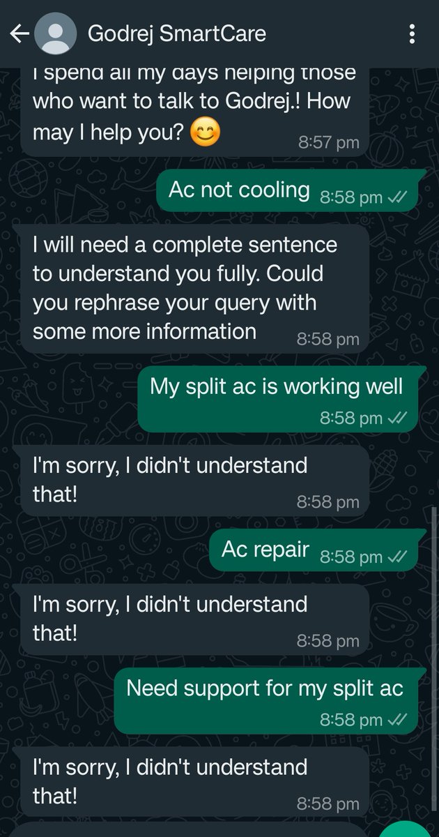 Jaspal_11's tweet image. @GodrejAppliance are you serious about your business?? #chatbotfail #CustomerServiceFail