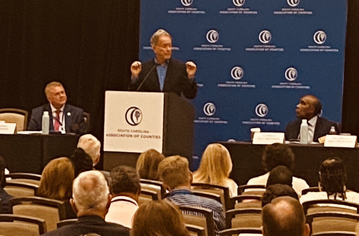 TheoLane13's tweet photo. today former #SCGovernor @worldhunger leader & @NobelPrize winner gives @SCCounties attendees a truly inspiring address on #FightAgainstHunger. https://t.co/M0lU5eJccX
