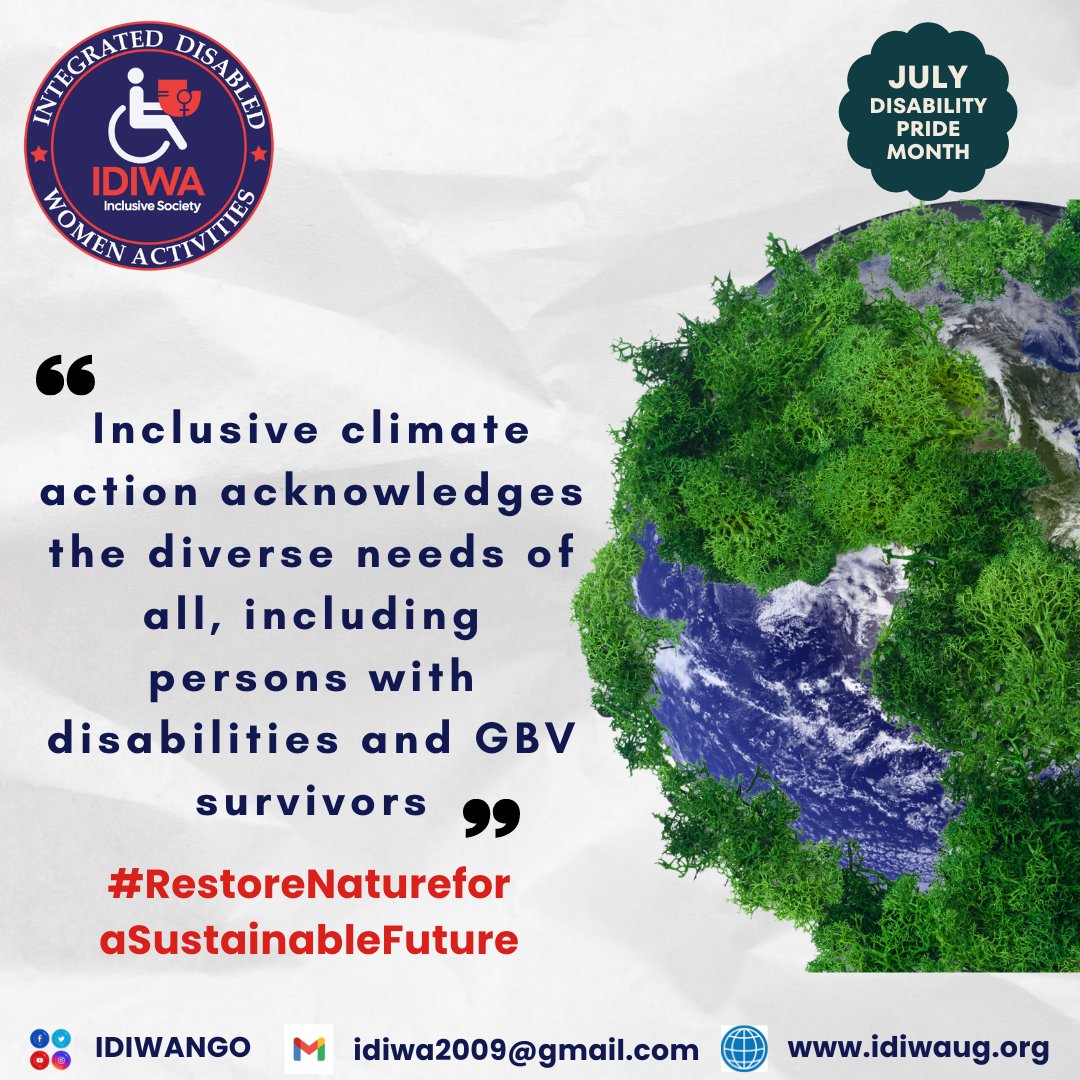 IdiwaNgo's tweet photo. As we end the #DisabilityPrideMonth, let's strive to  conserve and restore the ecosystems to reduce or reverse the impacts caused by human activities on the environment.
#DisabilityInclusiveClimateSolutions
#ClimateActionNow https://t.co/JFKKLojFcu