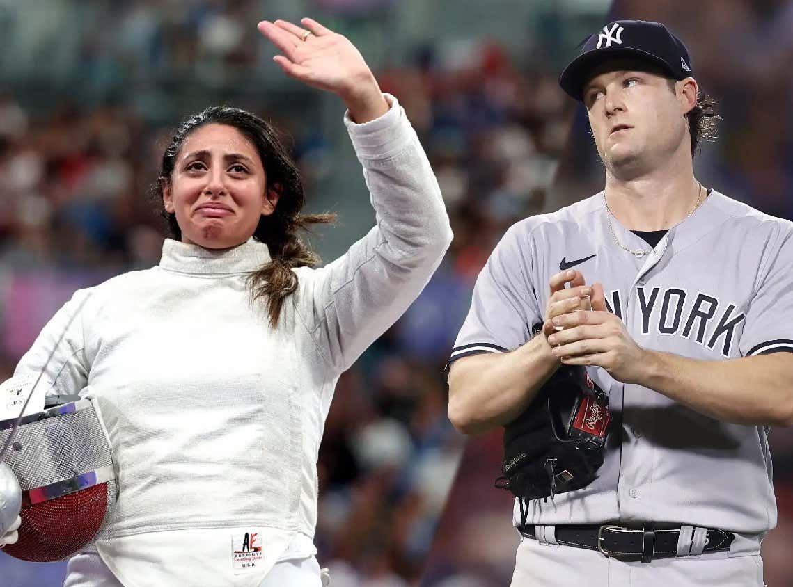 barstoolsports's tweet photo. Gerrit Cole Can't Pitch Because He's Tired, Meanwhile An Egyptian Fencer Competes At The Olympics While 7-Months Pregnant https://t.co/KYj3kC86Xe https://t.co/mlFy1G39b0