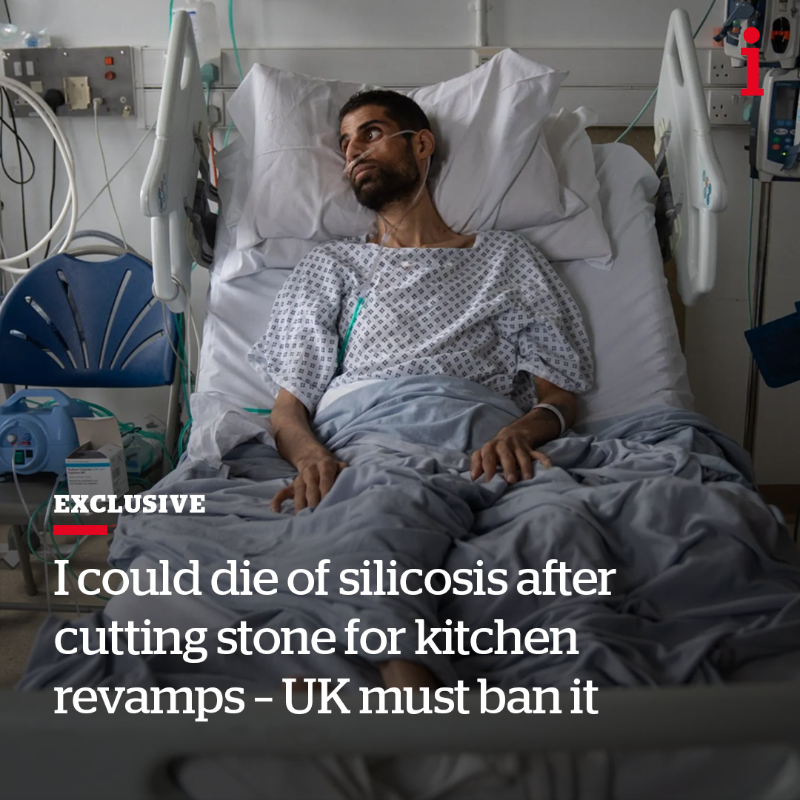 theipaper's tweet photo. A stonemason who contracted a deadly lung disease after cutting a material popular in kitchen makeovers has called for it to be banned in the UK amid a new wave of global cases in young workers 

🧵 @joeduggan1 reports  

⬇️ Tap to read