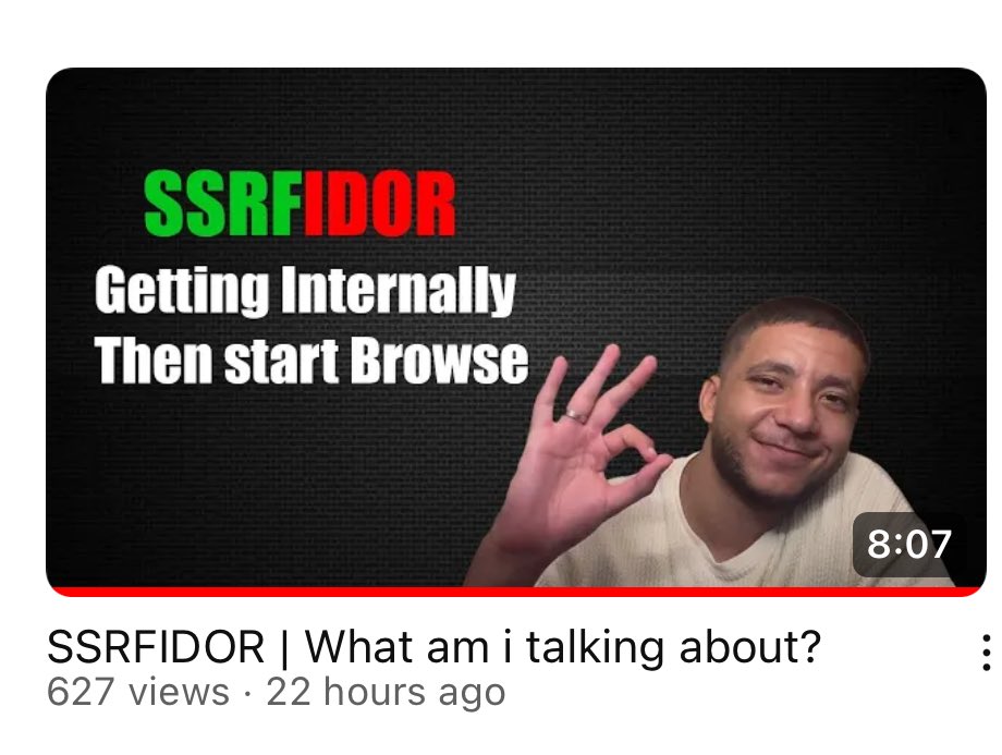 ڤيديو جديد نزل امبارح عن كيس غريبة تحسب دمج بين الSSRF + IDOR الى حد ما

لينك:
youtu.be/IzpCHKy3HAU?si…

ومش عارف كنت عامل زي البطريق المكركب فالthump لية كدة بس ماشي 😂

#bugbounty #cybersecurity