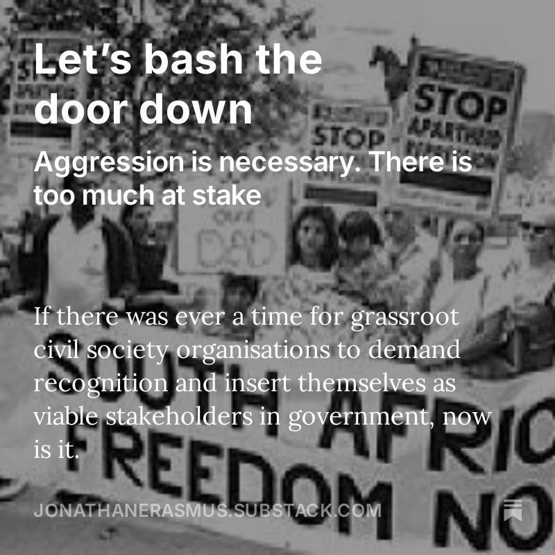 COMMENT: We need government to realise that we are the number one key stakeholder in all discussions and that without our involvement, the second New Dawn, or Rescuing South Africa, will not happen.
jonathanerasmus.substack.com/p/lets-bash-th…