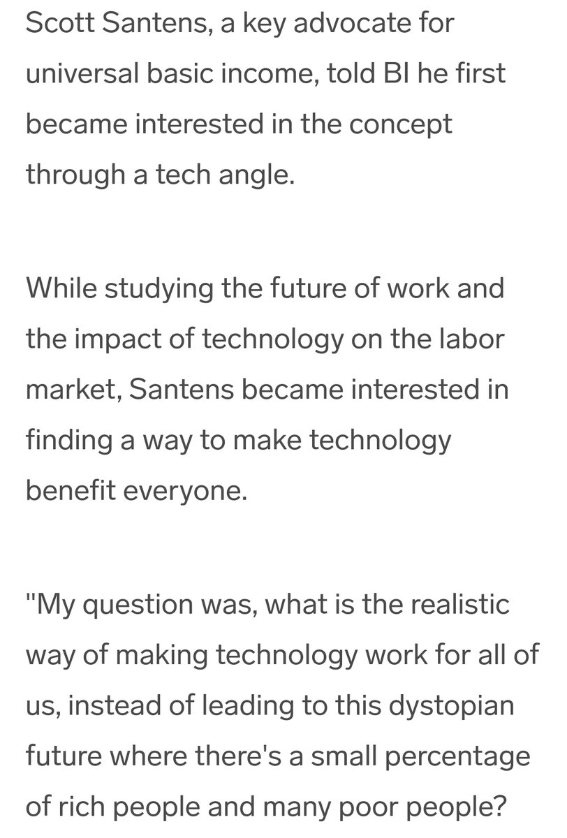 scottsantens's tweet image. &quot;We&apos;ve already been impacted by automation, at least since the 1970s,&quot; Santens said. &quot;When computerization took off, wages did not increase in the same way productivity did.&quot;

Multiple quotes from me in this one:

businessinsider.com/ubi-universal-…
