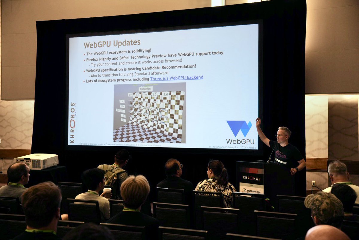 Mauricio (@pixnblox) on Twitter photo Lots of great updates to WebGL and WebGPU shared at #SIGGRAPH2024! High performance graphics tech is more accessible than ever. 💪<a href="/thekhronosgroup/">Khronos Group</a> <a href="/gfxprogrammer/">Ken Russell 🇺🇦</a> Lots of great updates to WebGL and WebGPU shared at #SIGGRAPH2024! High performance graphics tech is more accessible than ever. 💪<a href="/thekhronosgroup/">Khronos Group</a> <a href="/gfxprogrammer/">Ken Russell 🇺🇦</a>