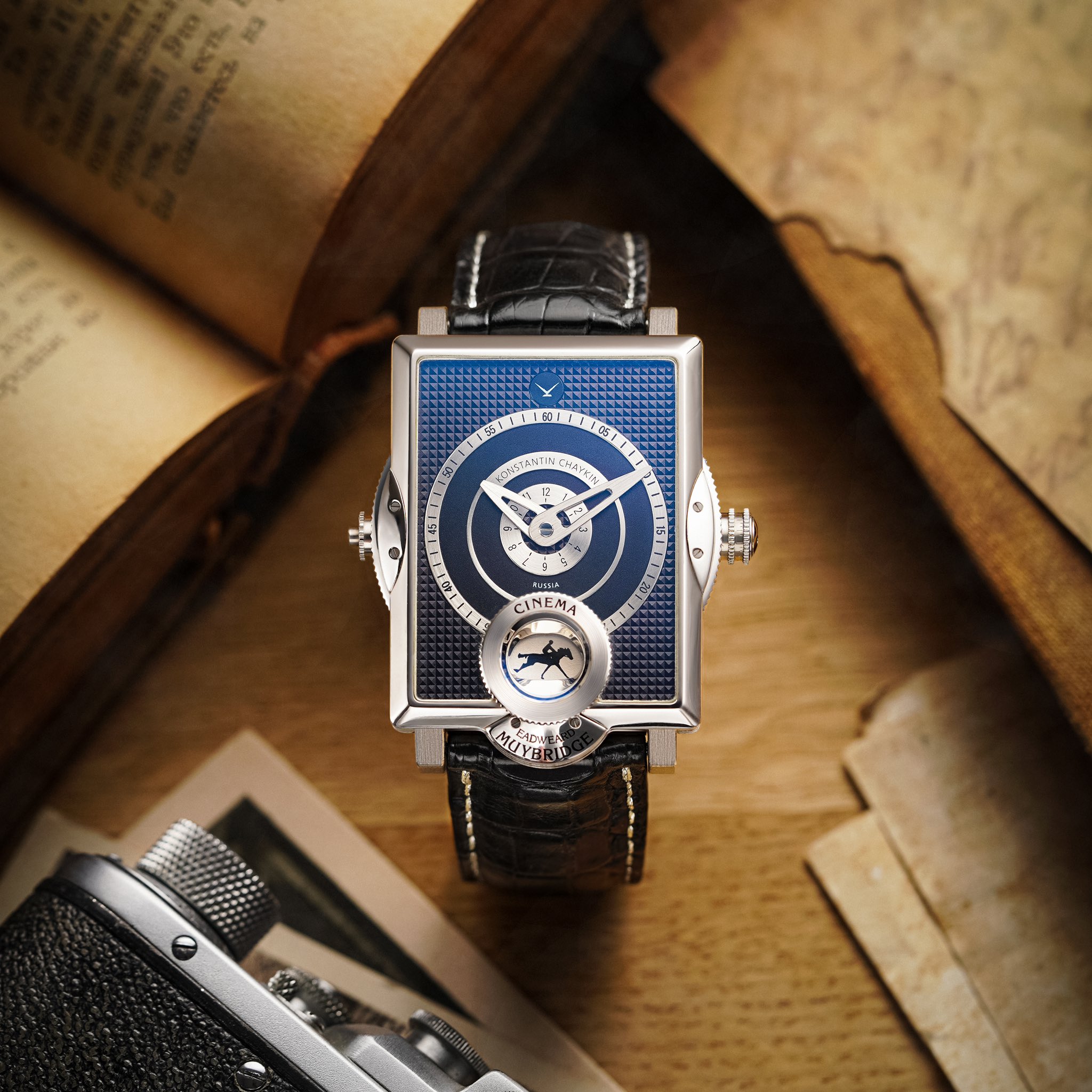 Konstantin Chaykin on X Konstantin Chaykin s Cinema watch inspired by Muybridge s 19th century galloping horse sequence features a mechanical movie camera. https t Bz6kysIZte X