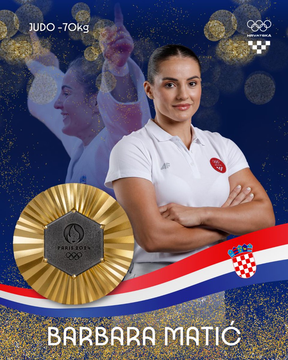 Barbara Matić je olimpijska pobjednica 🥳🏆

#CROlympic judašica osvojila je jedino 🥇 koje joj je nedostajalo u karijeri, u finalu (-70kg) je pobijedila Njemicu Miriam Butkereit. 👏🥰

Ovo je povijesna 1️⃣. olimpijska medalja za 🇭🇷  judo. Čestitamo, ponosni smo na tebe! ❤️🤍