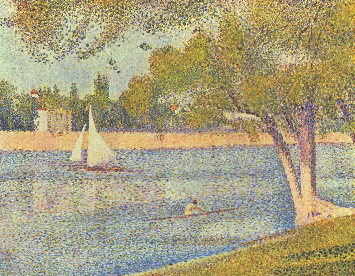 arealmofwonder's tweet photo. "An hour is not merely an hour: it is a vase full of scents and sounds and projects and climates."
     ~ Marcel Proust

The Seine at La Grande Jatte
  🎨 Georges Seurat (1888) https://t.co/0ewm1vjkXV