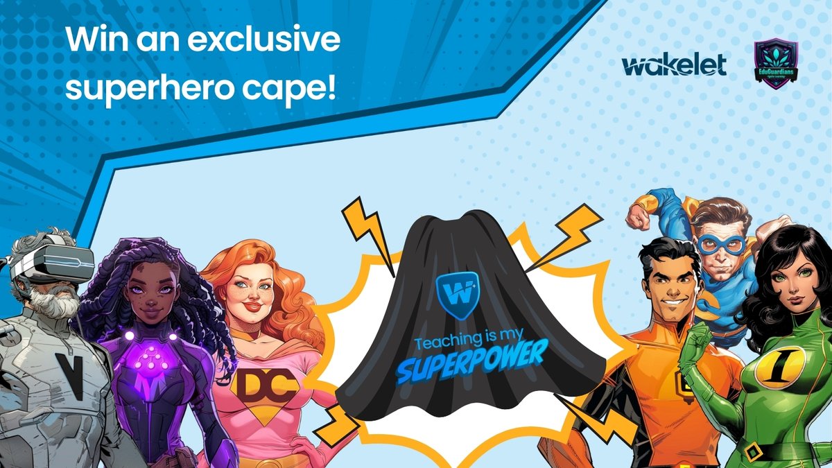 Calling all EduHeroes 🌟

Don't forget to share your superhero persona and superpowers with us for a chance to win a back to school cape!

🏆 How to Enter 🏆

1. Choose your superhero persona on Wakelet
2. Copy the collection and showcase your superpowers
3. Share your collection