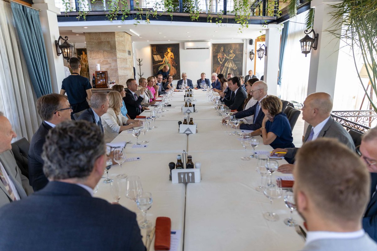 EU Ambassador in Kosovo (@euambks) on Twitter photo Just before the summer break, we had lunch with PM <a href="/albinkurti/">Albin Kurti</a>, along with representatives of our EU family & candidate countries in #Kosovo.
This gathering was an opportunity to discuss important issues related to Kosovo's EU path, focusing on the next steps in this journey. Just before the summer break, we had lunch with PM <a href="/albinkurti/">Albin Kurti</a>, along with representatives of our EU family & candidate countries in #Kosovo.
This gathering was an opportunity to discuss important issues related to Kosovo's EU path, focusing on the next steps in this journey.