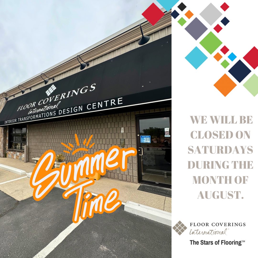 FCIwindsor's tweet photo. Who doesn’t love summer weekends? We are giving our #FCIwindsor team a break on Saturdays for the month of August so they can enjoy some family time☀️🏖️🥳.

Visit our showroom or book your in-home consultation today!

#YQG #WindsorEssex #flooring #restoration #renovations https://t.co/M9yabvaKx1
