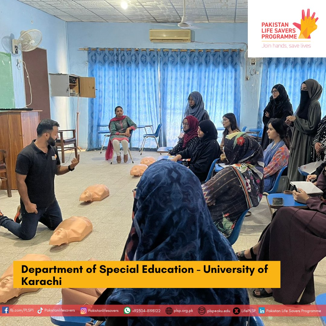 PLSP has trained students from the Dept of Special Education, Karachi Uni as Pakistan #LifeSavers. These life savers will soon become instructors for individuals with #specialneeds, spreading essential #CPR and #bleedingcontrol knowledge to empower their students. @JunaidRazzakMD
