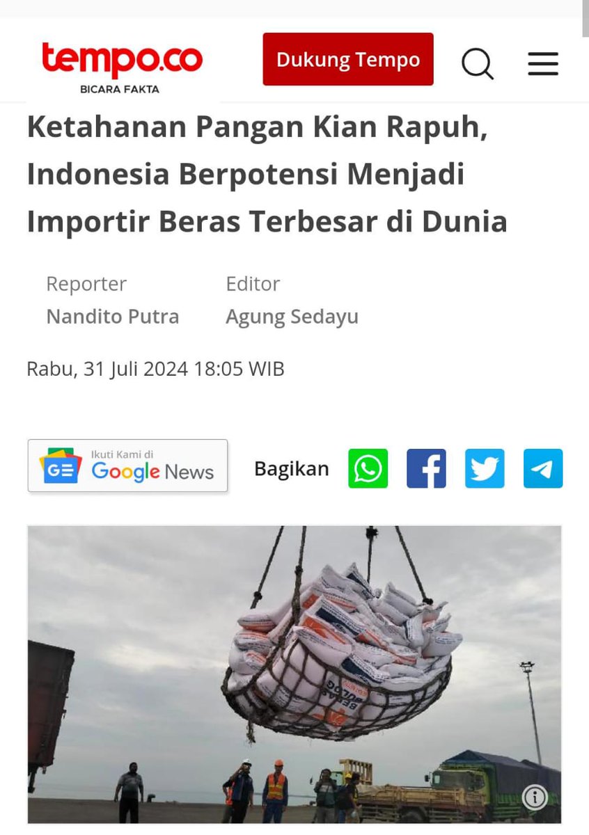 BosPurwa's tweet photo. 2014 optimis 3 tahun akan swasembada pangan dan pertumbuhan ekonomi diatas 7%.

2024 hasilnya setelah 10 tahun, Indonesia calon pasien impor terbesar beras di dunia dan pertumbuhan Ekonomi paling tinggi 5,3%. https://t.co/0gSX7ygqt0