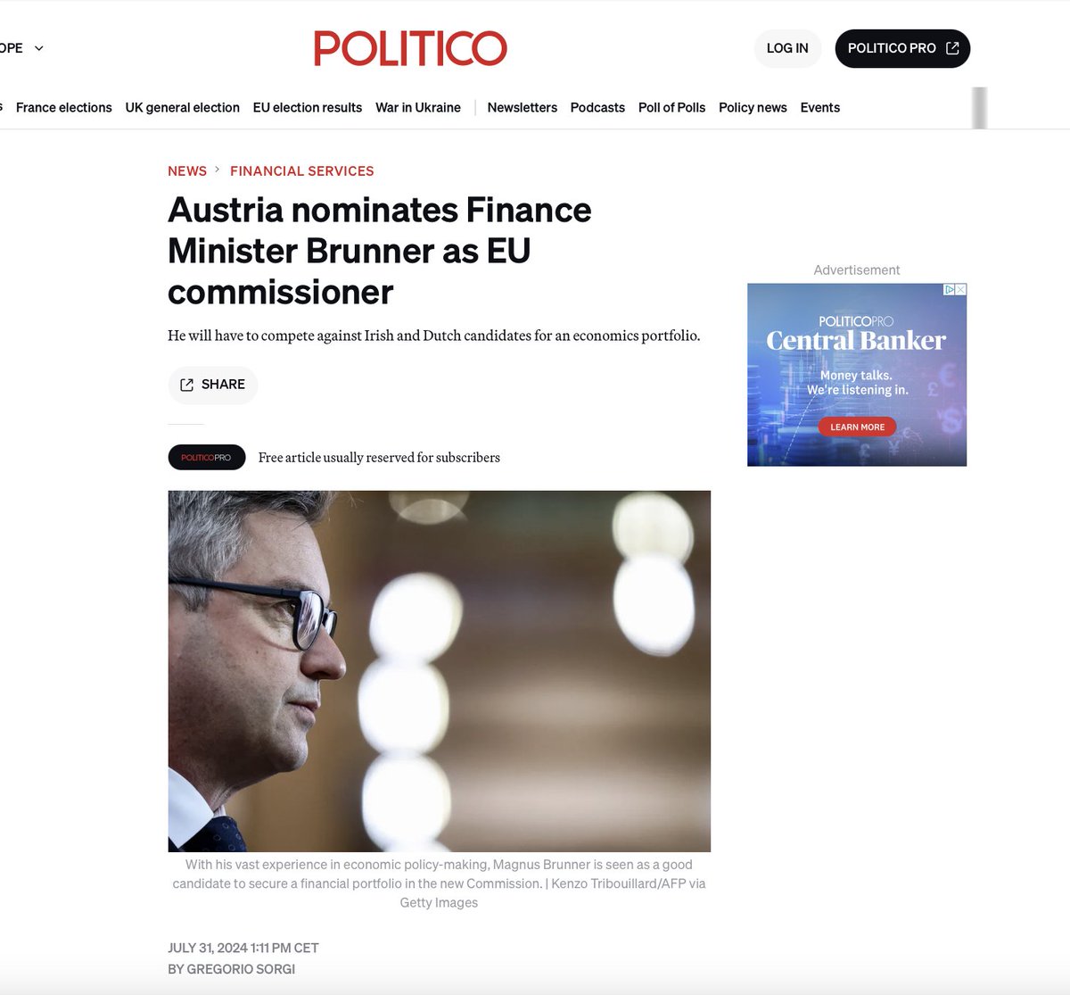 Østrig udnævner finansminister Magnus Brunner som EU #kommissær i stedet for europaminister Karoline  Edtstadler 

EU-landene ser indtilvidere ud til at nominere 16♂️ 7 ♀️og 5 ubestemte   

Det bliver svært for #vonderleyen at ramme en #kønsneutral Kommission

<a href="/thinkeuropa/">Tænketanken EUROPA</a> #eudk