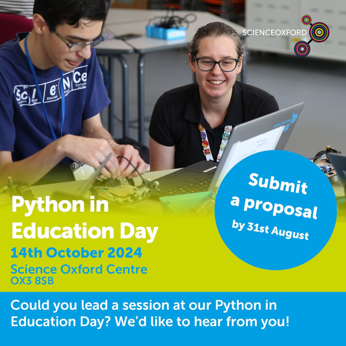 scienceoxford's tweet image. Calling those nurturing the next generation of #coders! Share your insight with others on incorporating #Python in classes, clubs & activities for 11-16 year-olds & submit a proposal for a session at our #PythonInEducation Day: scienceoxford.com/python-in-educ… @PythonUK @Microbit_edu