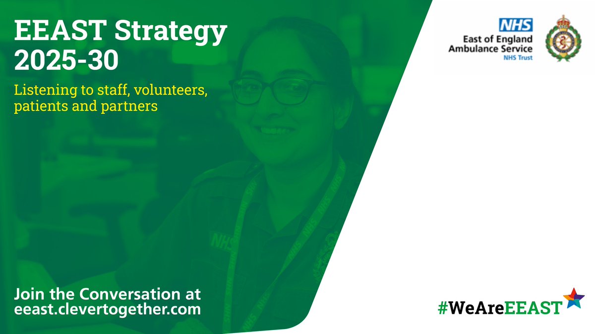 So far 224 members of the public have signed up to have their say about EEAST’s strategy development for 2025-2030.

This strategy will guide the way that EEAST operates for the next 5 years, so sign up today to join them and make your voice heard: eeast.clevertogether.com/en/sign-up