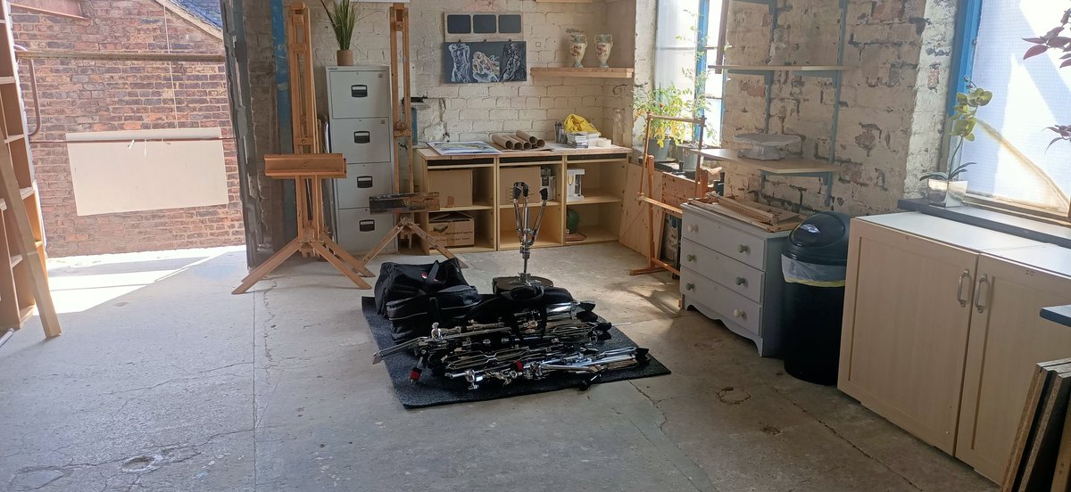 It's always interesting to see what turns up in a group studio - today's mystery appearance is a drum kit!