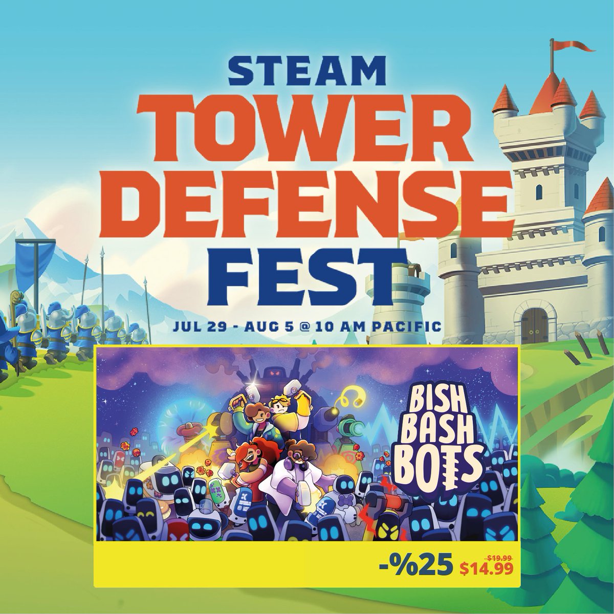 Bish Bash Bots is on sale during the Steam Tower Defense Fest!

It is time to buy the game and defend those… EMPs. Towers are so overrated anyway 😝

store.steampowered.com/app/1424860/Bi…

#Steam #TowerDefense #WishlistWednesday