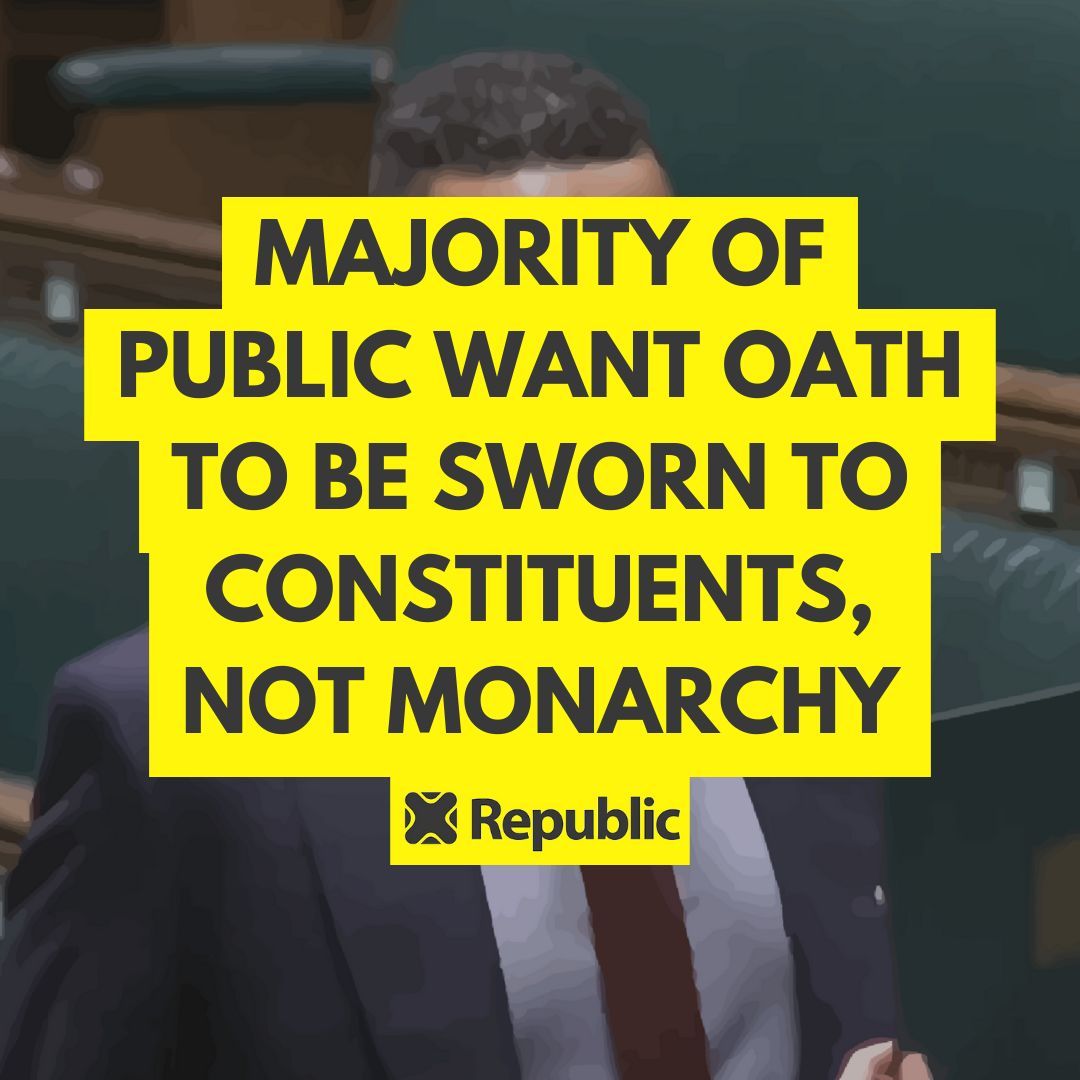 RepublicStaff's tweet image. 🚨🚨 BREAKING NEWS: New polling shows that a vast majority of the British public want MPs to swear an oath to their constituents instead of the monarchy. It's time to scrap the oath. 🧵🧵 #NotMyKing #AbolishTheMonarchy