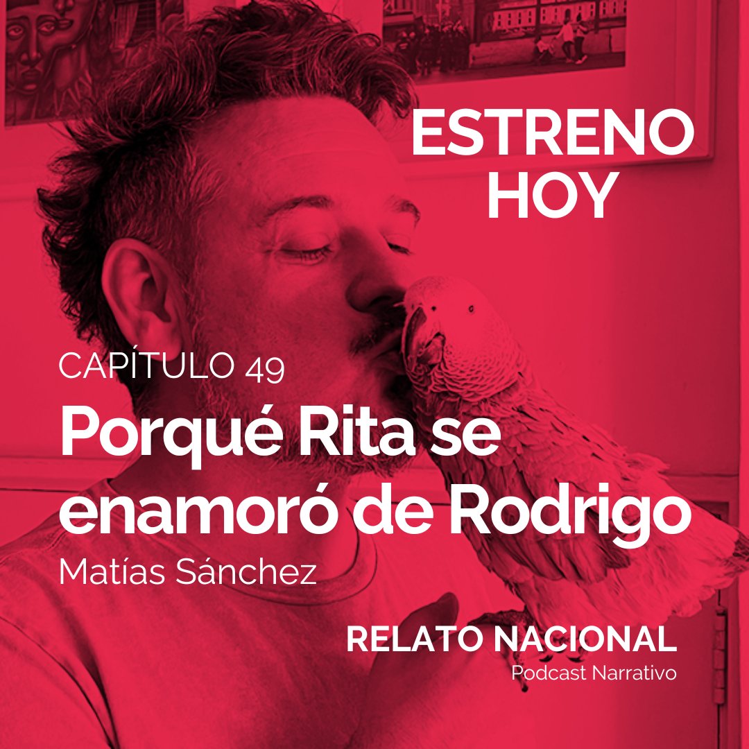 🔴 ¡Es hoy! Esta tarde estrenamos el capítulo 49 de <a href="/RelatoNacional/">Relato Nacional - Podcast Narrativo</a>: "Porqué Rita se enamoró de Rodrigo" de <a href="/mat_sanchez/">Matías Sánchez J.</a>.

📱 Búscalo en relatonacional.com y en las principales plataformas de audio como ·#Spotify y #ApplePodcasts [Links en Bio]

🎧 ¿Qué esperas del capítulo?
