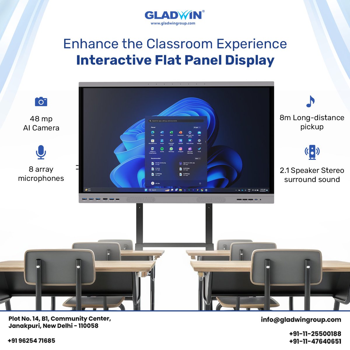 Gladwin_group_'s tweet photo. Enhance the classroom experience with Gladwin's Interactive Flat Panel Displays! 📚
#interactiveflatpanel #gladwingroup #educationtech #classroominnovation #engaginglessons #collaborativelearning #4kuhd #multitouch #antiglare #dynamicteaching #futureofeducation #techinclassrooms https://t.co/becYTc3ADC