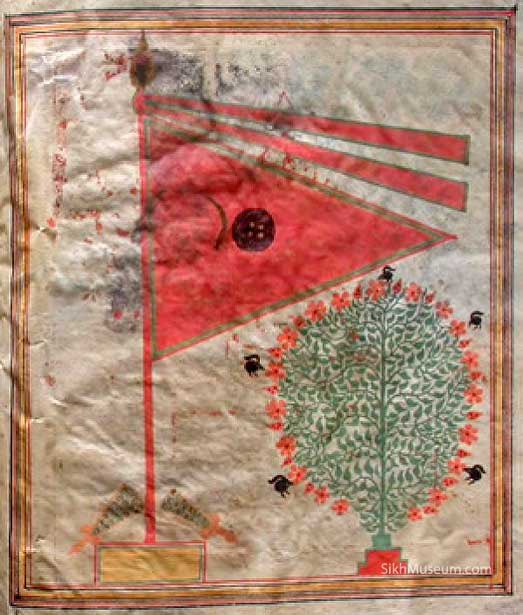 SnippetsOPunjab's tweet image. With the recent Hukamnama regarding the colours of the Nishan Sahibs, I thought I would share some images featuring the Surmai (Blue), Basanti (Yellow), and Kesari (Saffron) Nishan Sahibs. The Basanti and Surmai Nishan Sahibs display a Kirpan (Sword) at the top, a Dhaal…