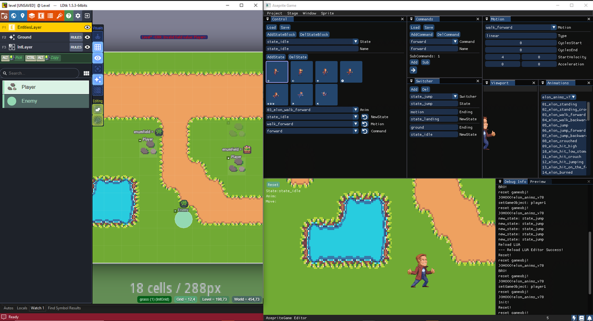 fightnjokes's tweet photo. Opss... Added support for tilemaps! 😂

#gamedev #pixelart #aseprite https://t.co/RIkBkEKN56