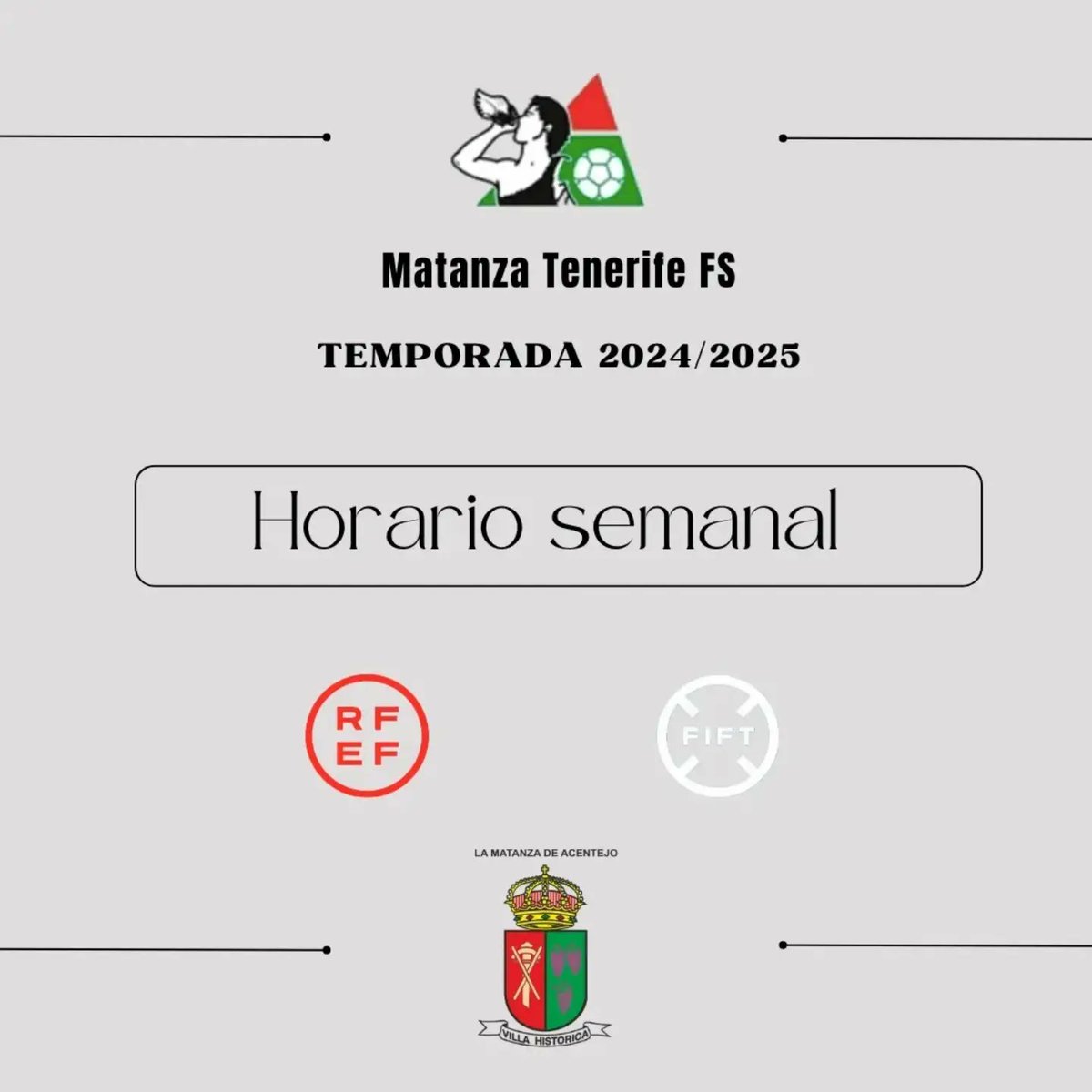 MatanzaSala's tweet photo. #CRECEMOSCONTIGO

🗓️ HORARIOS 24/25 🕐

👉🏻 Comprueba los días y horas de tu categoría ⚽🏃🏻‍♂️

ℹ️ Comparte con tus familiares y/o amistades interesad@s en incorporarse.ℹ️

📞 Información en: 647061201 / 655571167.

¡VAMOS MATANZA! ⚫🔴🟢

#VamosMatanza #MatanzaFs #RFEF #FIFT https://t.co/46WgJmtaIQ