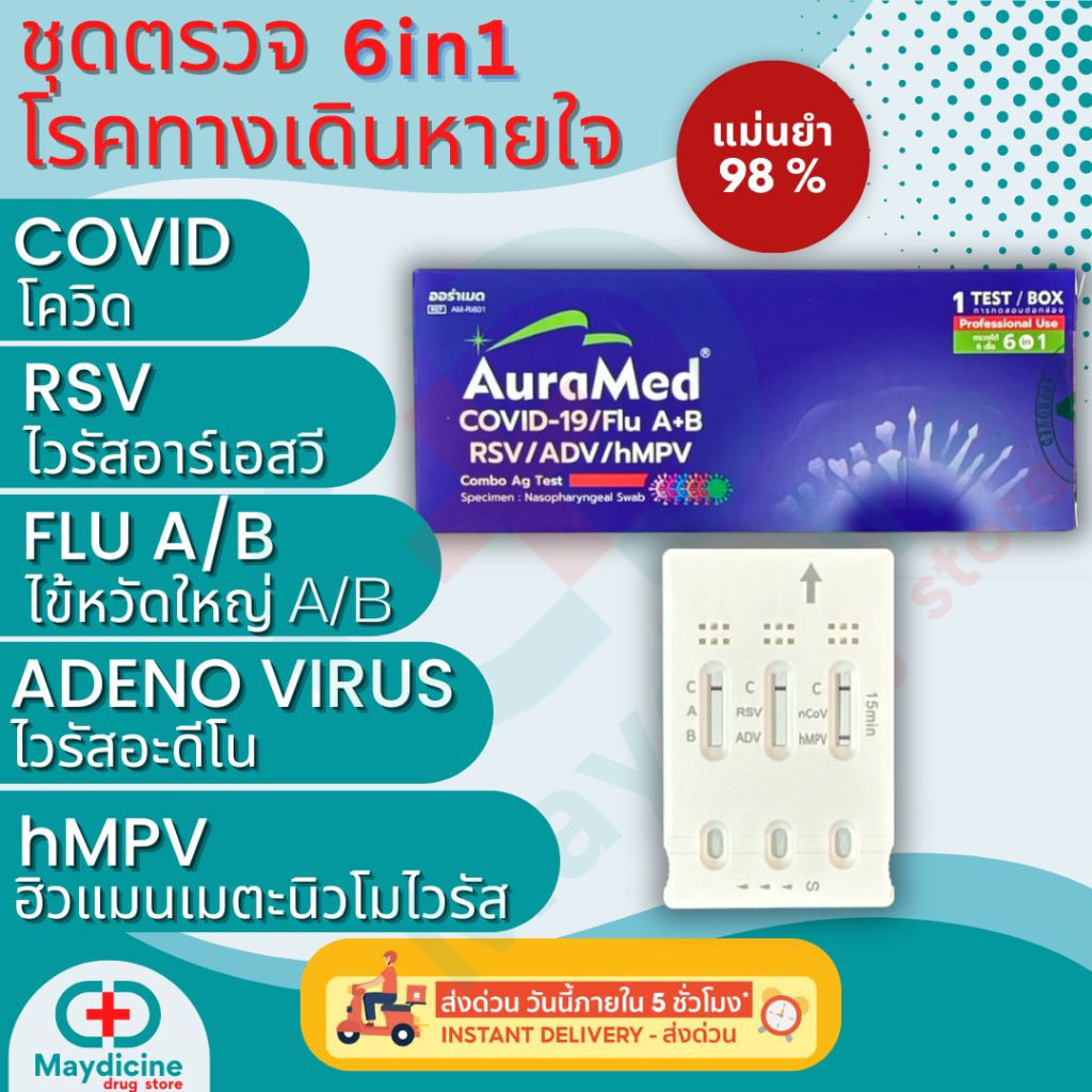 nokreview's tweet image. ชุดตรวจไข้หวัดใหญ่ RSV Flu A/B Covid Adeno virus hMPV 6in1 Auramed มีประสิทธิภาพสูง ตรวจจับเชื้อไวรัสได้ทั้ง 6 ชนิดในครั้งเดียว ใช้งานง่าย ใช้เวลาน้อยในการอ่านผลเพียง 15 นาที #FluTest #RSVDetection #CovidTest #AdenoVirus #HealthSafety

💖 รีวิว ➡️ s.shopee.co.th/6KkV0FdIod