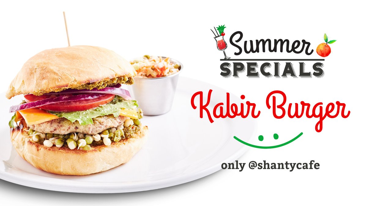 We're loving this summer! And we hope you are too. Take a lunch break at the Shanty Café and enjoy any of our Summer Specials. Here's a great one, the Kabir Burger!!!  See you soon! 🙂
